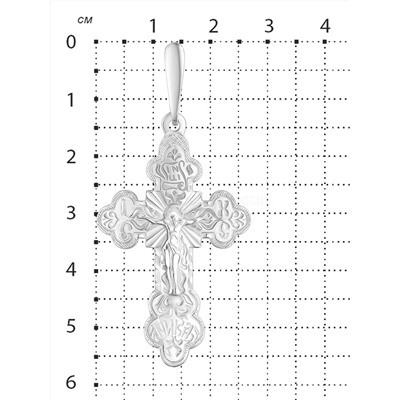Крест из серебра родированный - 5,7 см