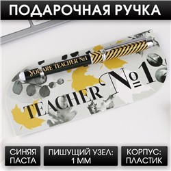 Ручка с колпачком Teacher №1, пластик, синяя паста, фурнитура серебро, 1.0 мм