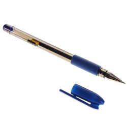 Ручка гелевая, 0.7 мм, синий стрежень, тонированный корпус, с резиновым держателем