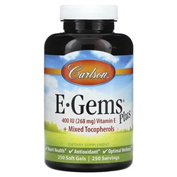 Carlson E-Gems Plus, 268 mg (400 IU), 250 Soft Gels