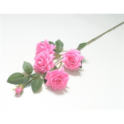 Искусственные цветы, Ветка роза бархатная 4 головы + 1 бутон (1010237)