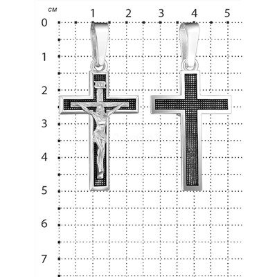 Крест католический из чернёного серебра - 5см