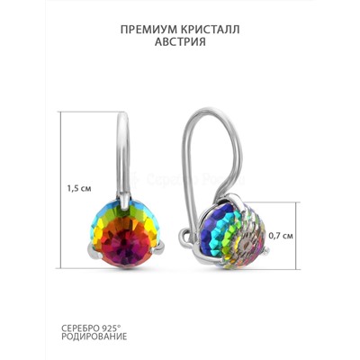 Серьги из серебра с кристаллами Swarovski Мистик зелёный родированные