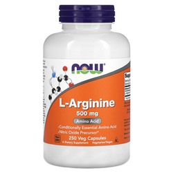 NOW Foods L-Arginine, 500 mg, 250 Veg Capsules