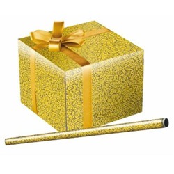 Пленка упаковочная прозрачная с рисунком для цветов и подарков в рулоне Золотые узоры 70 см*10 м 40 мкм