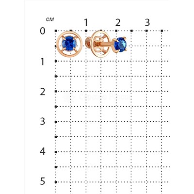 Серьги-пусеты из золочёного серебра с синт.синей шпинелью 925 пробы с-2450зс608