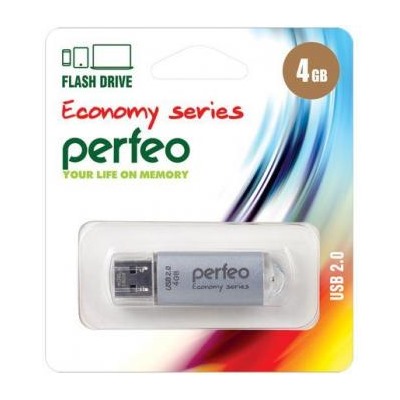 USB-флеш-накопитель PERFEO  4GB E01 Silver economy series Perfeo {Гонконг}