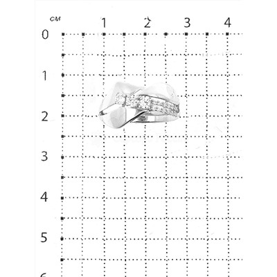 Кольцо из серебра с фианитами родированное
