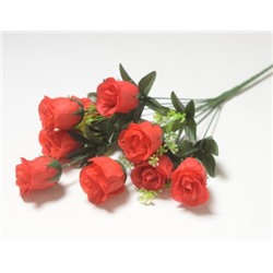 Искусственные цветы, Ветка в букете бутон роза 9 голов (1010237) микс
