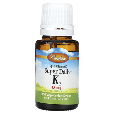 Carlson Liquid Vitamin K, Super Daily K2, 45 mcg, 0.34 fl oz (10.16 ml)