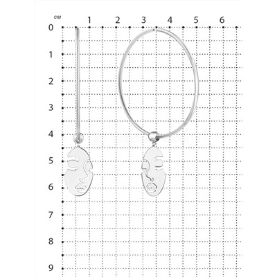 Серьги-конго из серебра родированные (2 в 1), 4 см