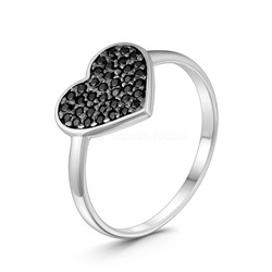 Кольцо женское из серебра с натуральной шпинелью родированное - Сердце
