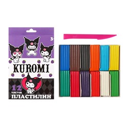 Пластилин 12 цветов 240 г Kuromi, пластиковая стека, в картонной упаковке с европодвесом