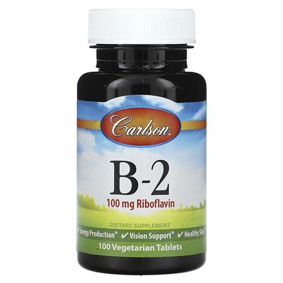 Carlson Vitamin B-2, 100 mg, 100 Vegetarian Tablets
