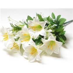 Искусственные цветы, Ветка в букете лилия 13 веток 7 голов (1010237) белый